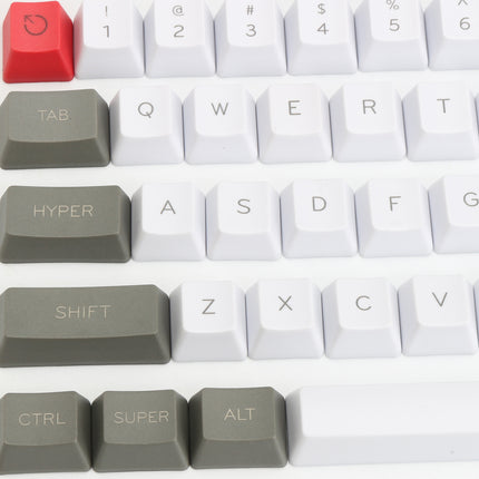 61-Key PBT Keycap Set, White & Gray, OEM Profile for 60% Keyboards