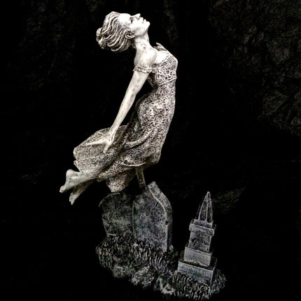 Victorian Ghost Statue, Hand Painted Resin Sculpture, Glow in the Dark | Gothic Horror Haunting Art| Dark Folklore Art for Spooky Home Decor