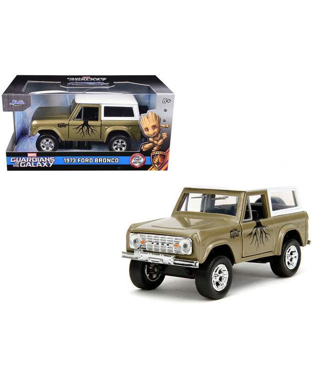 1973 Ford Bronco "Groot" Gold Metallic with White Top "Guardians of the Galaxy" "Hollywood Rides" Series 1/32 Diecast Car Model by Jada