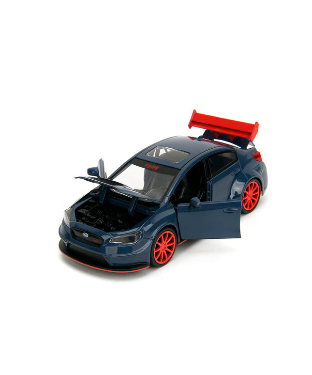 2016 Subaru WRX STI Widebody Dark Blue and Yuji Itadori Diecast Figure "Jujutsu Kaisen" (2020-2023) TV Series "Anime Hollywood Rides" Series 1/24 Diecast Model Car by Jada