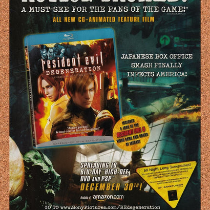 2009 Resident Evil Degeneration Japanese CG-Animated Blu-Ray Original Ad v1