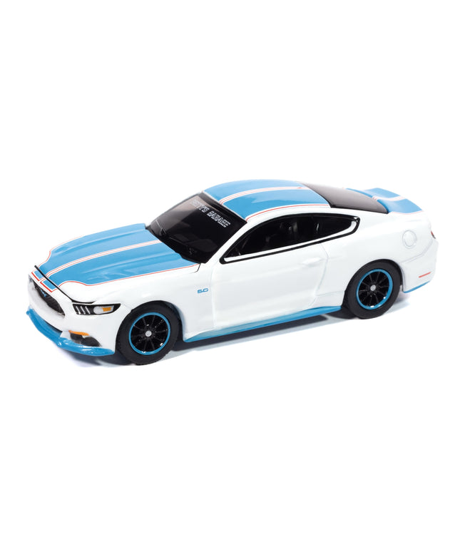 2016 Ford Mustang GT King Premier Edition "Petty's Garage" Oxford White with Petty Blue Stripes "Modern Muscle" Series 1/64 Diecast Model Car by Auto World