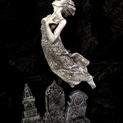 Victorian Ghost Statue, Hand Painted Resin Sculpture, Glow in the Dark | Gothic Horror Haunting Art| Dark Folklore Art for Spooky Home Decor