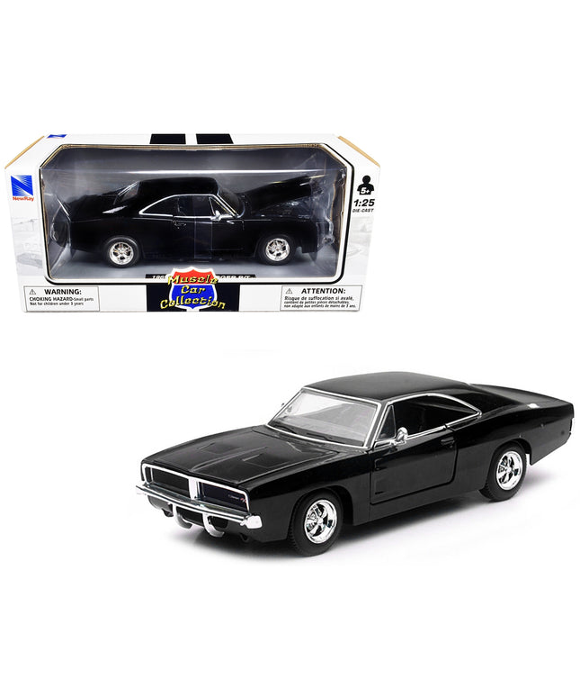 1969 Dodge Charger R/T Black "Muscle Car Collection" 1/25 Diecast Model Car by New Ray