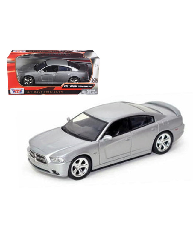 2011 Dodge Charger R/T Hemi Silver 1/24 Diecast Model Car by Motormax