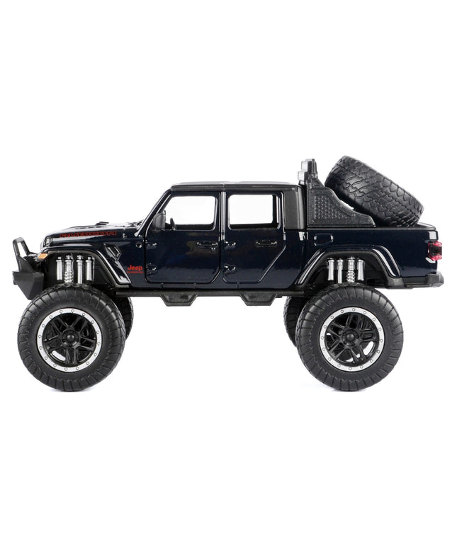 2021 Jeep Gladiator Rubicon Off-Road Pickup Truck Black with Matt Black Top "Off Road" Series 1/24-1/27 Diecast Model Car by Motormax