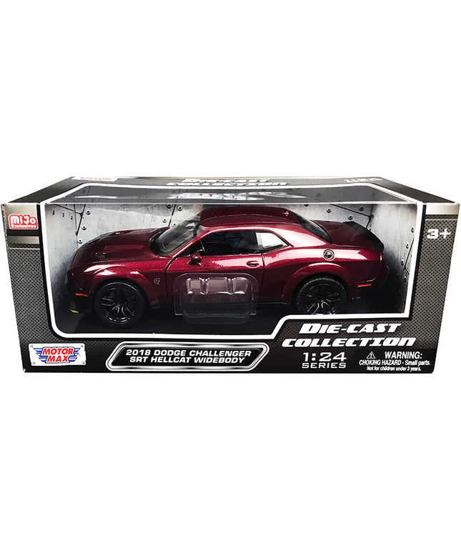 2018 Dodge Challenger SRT Hellcat Widebody Burgundy Metallic "Die-Cast Collection" Series 1/24 Diecast Model Car by Motormax
