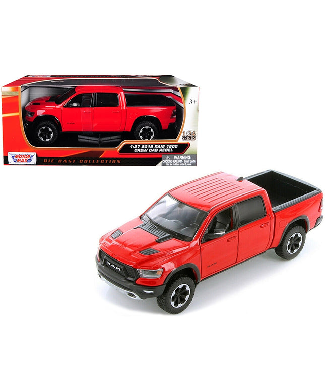 2019 RAM 1500 Rebel Crew Cab Pickup Truck Red 1/24 Diecast Model Car by Motormax