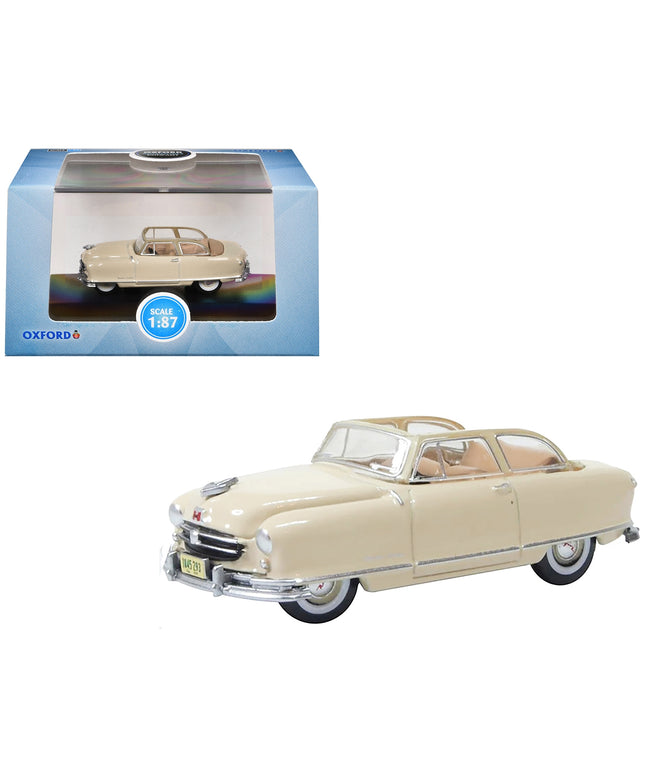 1950 Nash Rambler Custom Landau Convertible (Open) Champagne Ivory 1/87 (HO) Scale Diecast Model Car by Oxford Diecast