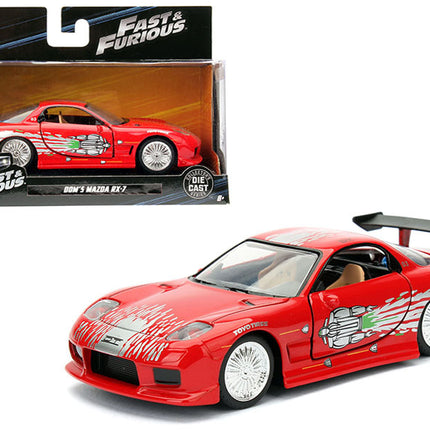 Dom's Mazda RX-7 Red with Graphics "Fast & Furious" Movie 1/32 Diecast Model Car by Jada