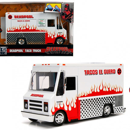 Deadpool Taco Truck With Deadpool Diecast Figurine Marvel 1/24 Diecast Model By Jada