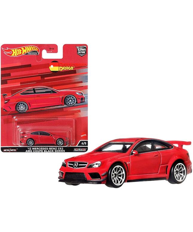 2012 Mercedes Benz C63 AMG Coupe Black Red deutschland Design Diecast Model Car By Hot Wheels