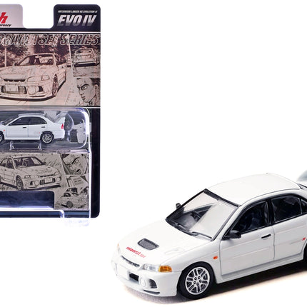 Mitsubishi Lancer Rs Evolution Iv RHD (right Hand Drive) monstar White initial D Manga diorama Set 1:64 Diecast Model by Hobby Japan