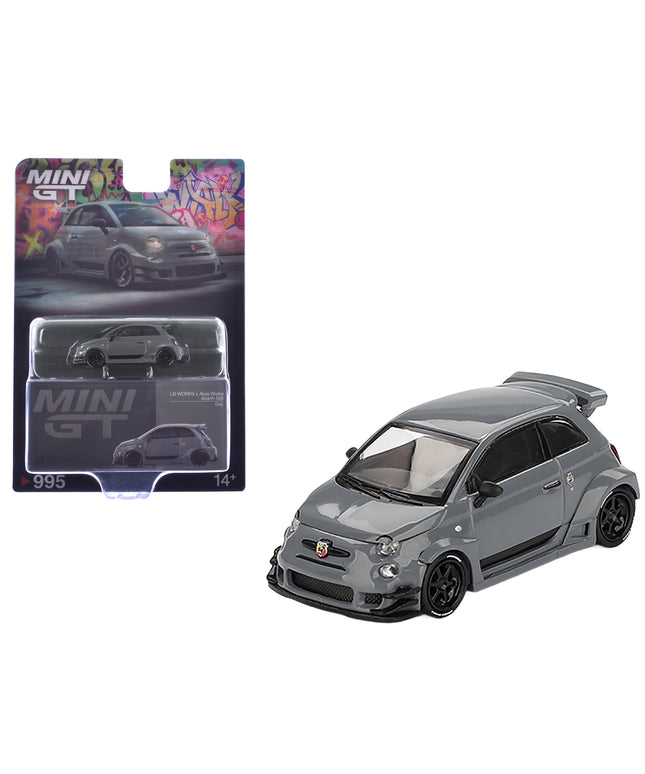 ABARTH 595 #49 "LB-Works x Abas Works" Gray Limited Edition 1/64 Diecast Model Car by Mini GT