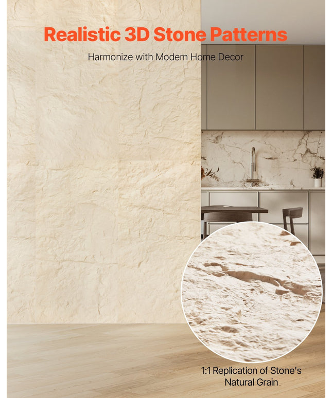 3D Stone Look Wall Panels, 4-Pack, Stone Yellow