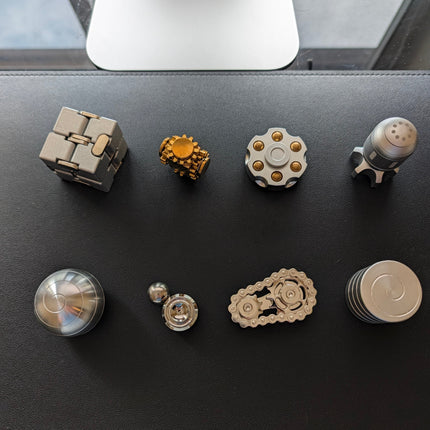 Set of 8 -Metal Desk Fidget & Kinetic Toy Collection