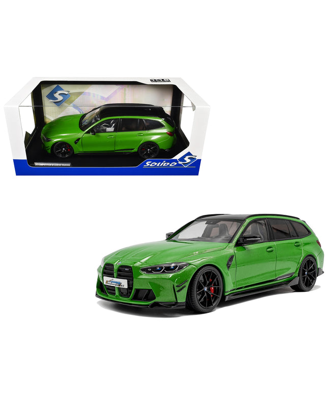 2024 BMW M3 Competition M xDrive Touring Green Metallic with Black Top 1/18 Diecast Model Car by Solido