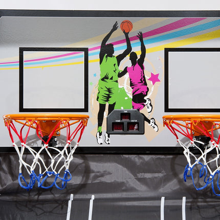 Double Electronic Basketball Arcade Game, Foldable, Gray