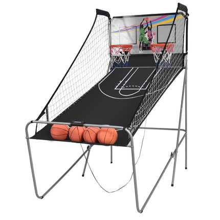 Double Electronic Basketball Arcade Game, Foldable, Gray