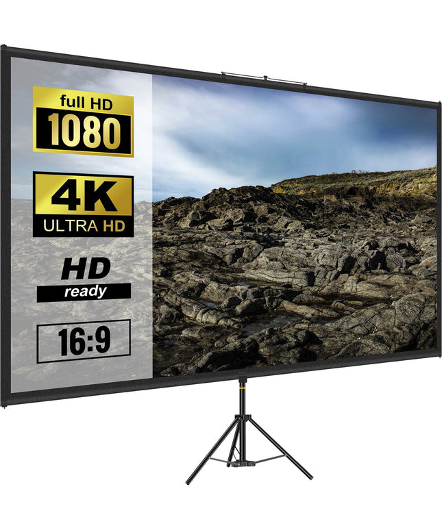 90-Inch Portable Tripod Projector Screen, 16:9 4K