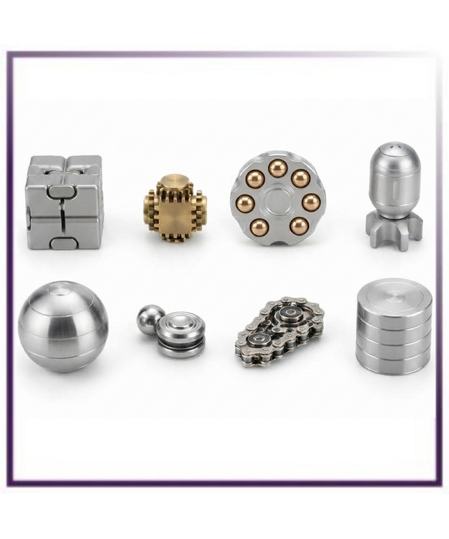 Set of 8 -Metal Desk Fidget & Kinetic Toy Collection
