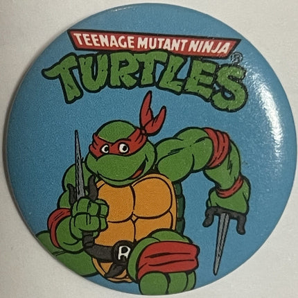 Vintage 1990 Teenage Mutant Ninja Turtles Cartoon Pin 🐢 — Raphael Pinback Button, TMNT Collectible