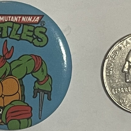 Vintage 1990 Teenage Mutant Ninja Turtles Cartoon Pin 🐢 — Raphael Pinback Button, TMNT Collectible