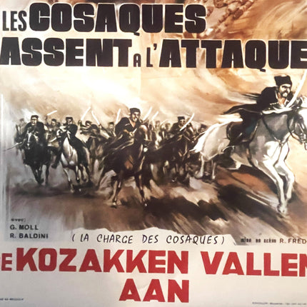 Vintage Les Cosaques Passent Belgian Movie Poster 🐎 1959 Film, Steve Reeves, Riccardo Freda, De Kozakken Vallen Aan