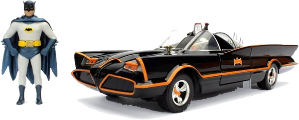 1966 Classic TV Series Batmobile with Diecast Batman and Plastic Robin in the car 1/24 Diecast Model Car by Jada