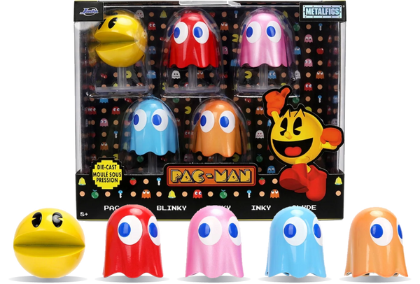 Set of 5 Diecast Figures "Pac-Man" (1980) Video Game "Metalfigs" Series Diecast Models by Jada